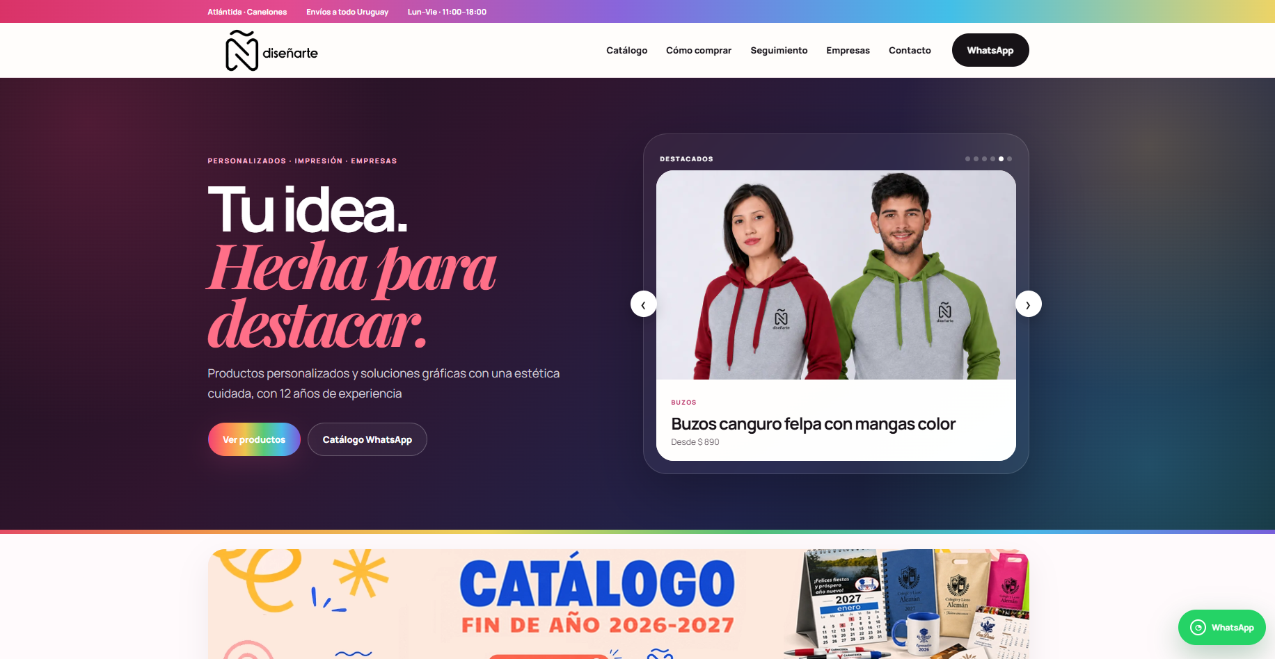 Ejemplo de página web Diseñarte en escritorio